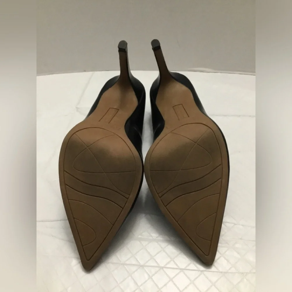 Christian Siriano Black Pointed-Toe Leather Heels